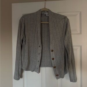 Gray Sweater with Button Detail- cardigan small